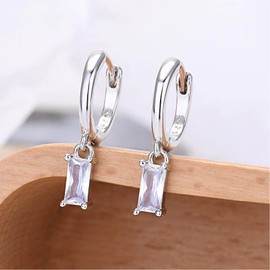 Small Silver Hoop Earrings For Women With Cubic Zirconia Drop, Sterling Silver Hoops 925 Silver Hypoallergenic Hoop Earrings For Men 2PCS