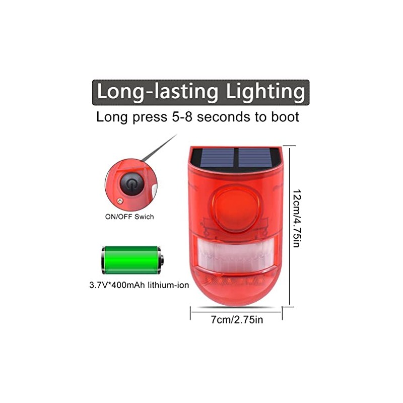 LEDHOLYT 2 Solar with Sound Strobe Light, Wall Mounted Outdoor