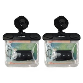 TOTOPAC 2Pack Waterproof Car Key FOB Case Floating Wallet Pouch for Remote Keys ID Credit Card Cash Money Submersible Dry Bag Holder (2, Transparent + Transparent)