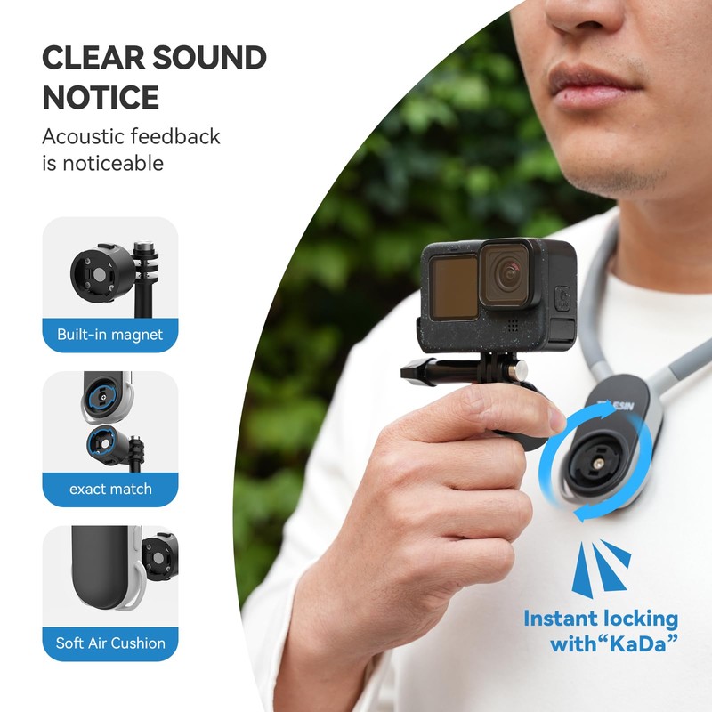 TELESIN Magnetic Neck Mount with Quick Release Adapter w Fixing