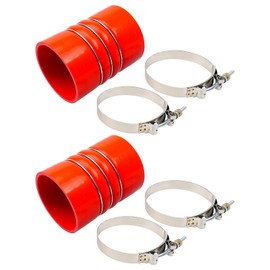EMIHO Silicone Charge Cooler Intercooler Hoses with Clamps 4" x 6" Fit for Semi Trucks, Turbocharger Red Hump Hose Replace 202-36-2042, 367-400-060, 2 Pack