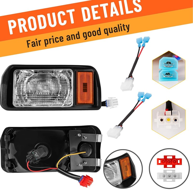 Drive-up Golf Cart Headlights, Halogen Headlights Factory Style for Club