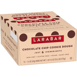 Larabar Gluten Free Bar, Chocolate Chip Cookie Dough, 1.6 oz Bars (16 Count), Whole Food Gluten Free Bars, Dairy Free Snacks
