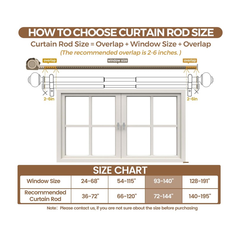 1 Inch Double Curtain Rods 72 to 144 Inches (6