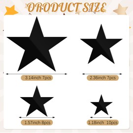 Shappy 32 Pcs Star Mirror Wall Stickers for Bedroom Living Room Decoration DIY Removable Acrylic Mirror Wall Decals for Home Nursery Interior Wallpaper Background Art Decor(Black)