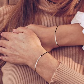 Suyi Morsecode Bracelet for Women Wife Girlfriend Sterling Silver Beads Bracelet Gifts for Daughter Birthday Valentine's Day, Sterling Silver