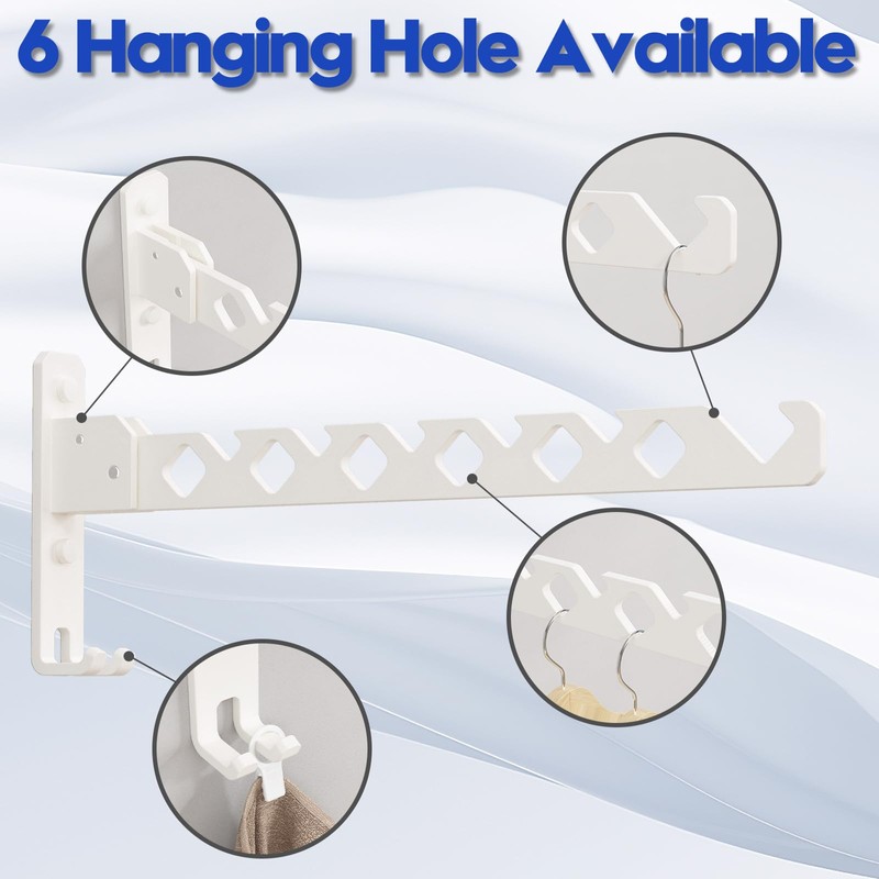 dancrul Wall Mounted Clothes Drying Rack, Wall Clothes Hanger Hook