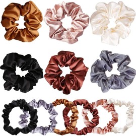 XOPOZON 12 Haargummis aus Seide, elastisch, Haargummi, bunt, Zubehör für Mädchen und Frauen