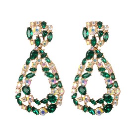 EVER FAITH Geometric Oval Raised Earrings, Vintage Statement Drop Dangle Earrings for Women Girls Red, Sterling Silver, No Gemstone