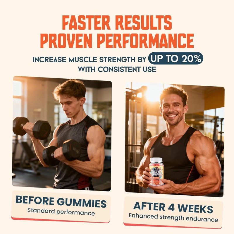 Fruvitanova Creatine Monohydrate Gummies - 5000mg per Serving, Fruit Flavor