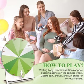 Famaster 12-Inch Spinning Wheel for Baby Shower & Bridal Shower Games - Prize Wheel Spinner with Stand & Heart Shape Arrow - Funny Bachelorette Party Games Ideas(Green)