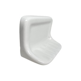 Tenedos White Glazed Ceramic Soap Dish Holder for Bathroom Wall – Bathroom Accessory Kit, Not for Flat Surface Installation, Mount with Tile Adhesion