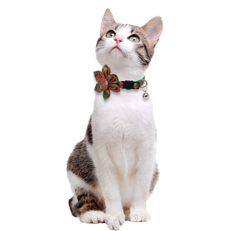 Christmas Cat Collar Breakaway with Cute Sunflower Accessories and Bell