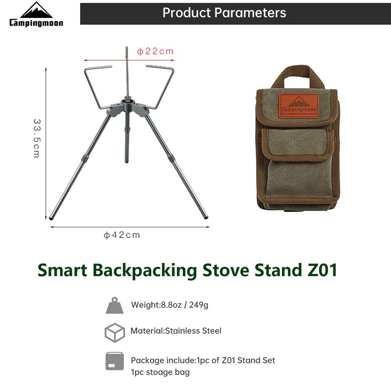Campingmoon Smart Backpacking Stove Stand Adapter Connection Gas Fuel Canister