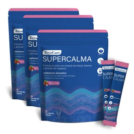 Polvo Sabor Fresa, Supercalm Suplemento Alimenticio, 40 Sobres | Polvo sabor fresa en sobres individuales, fácil de mezclar con agua. Paquete de 2, 180 g