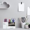 Relaxdays Desk Organiser, Pen Holder with 3 Compartments, Marble Look,