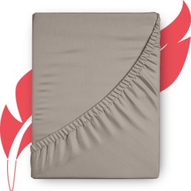 Ashton Sheets Luxury Egyptian Cotton King Fitted Sheet Only - 1000-Thread-Count 16" Deep Pocket King Fitted Sheet, Soft, Smooth, Cooling, Sateen Weave, Extra Long Staple King Size Fitted Sheet - Taupe