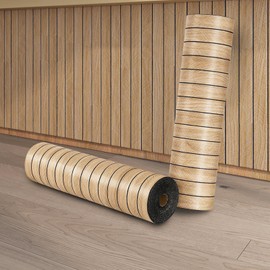 ReWallpaper 24in X 16.5ft Light Oak Wood Wall Panels Peel and Stick Slat Wall Paneling Self Adhesive Wood Grain Acoustic Panels Sound Absorbing Kids Room Nursery Interior Wall Decor Apartment Office