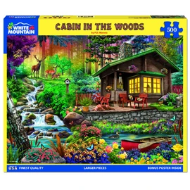 White Mountain - Cabin in The Woods, 500 Piece Jigsaw Puzzle, Spring Cabin Puzzle
