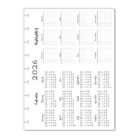 2026 Monthly Refills for 11-Disc Planners, Monthly Calendar for Big (Letter Size) Planners (11-Disc)