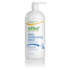 Alba Botanica Daily Moisturizing Body Lotion, Normal to Dry Skin, with Vitamin E and Shea Butter, 32 Oz (Packaging May Vary)