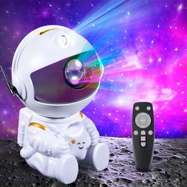 Carehabi Astronaut Starry Sky Projector, Astronaut Figure with LED Astronaut Projector with 26 Nebulae and Star Models, 360° Rotation, for Children and Adults, White