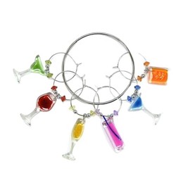 Prodyne MiVino Wine Glass Charms, Colorful Cocktail Theme, Set of 6