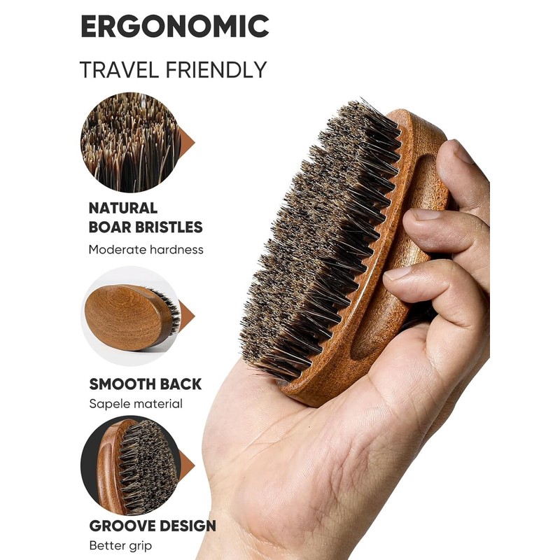 Bituemly Beard Brush, Natural Boar Bristles Beard Brush for Men