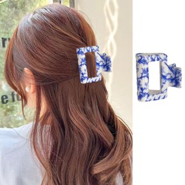 FRUZJAY Blue and White Porcelain Hair Clips for Women, Chinese Style Hair Claw Clips Strong Hold Hair Jaw Clamp Exquisite Porcelain Pattern Hair Barrettes Nonslip Hairpin Fashion Hair Accessories
