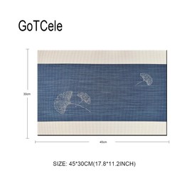 GoTCele Placemats Set of 6 for Dining Table Mats Washable Easy to Clean PVC Placemat (Ginkgo Navy)