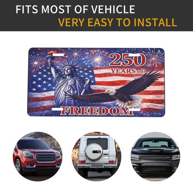 250th Birthday License Plate America, 6x12 inch,Anniversary USA Eagle Front