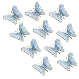 10 Pack Butterfly Iron On Patches for Backpacks, Hats, DIY Sew on Applique Patch, Vintage Embroidered Patches for Repair Clothes, Jackets, Jeans (Blue)