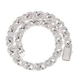 Iced Out 15mm Geometric Zircon Cuban Link Chain For Women Men, Hip Hop 14K Gold Plated py Bling Mens Heavy Miami Cuban Link Rapper Chains, 18 IN, Brass, Cubic Zirconia