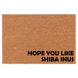 Welcome Doormat Coco Coir Door Mat Gift Hope You Like Shiba Inus Corner (24" x 16")