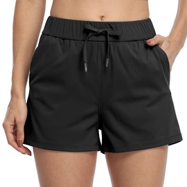 Willit Women's Shorts Athletic Running Shorts Yoga Lounge Active Shorts Comfy Lightweight with Pockets 2.5" Black XL