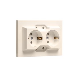 4-Way Flush-Mounted Schuko Sockets, Scutzkontakt Socket, Built-in Socket, IP20 (5404 Cream)