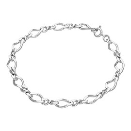 jewellerybox Sterling Silver Figaro Twist Link Chain Bracelet 7 Inches