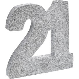 Number 21 Glitter Table Decoration Silver