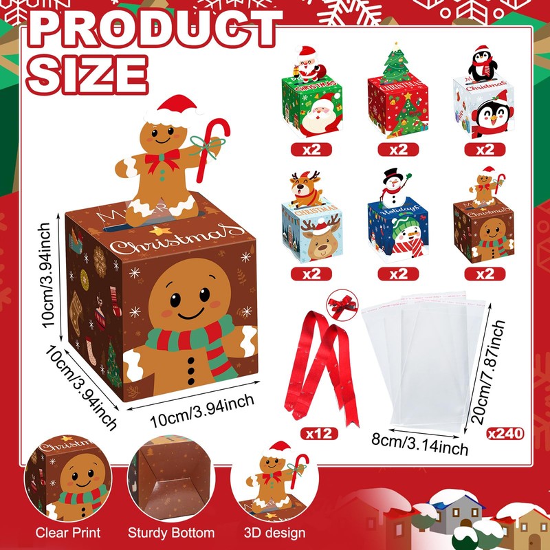 Cholemy 12 Pcs Christmas Money Dispenser and Money Box with