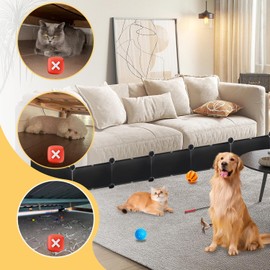 Under Bed Blocker for Pets 6.7" Height 83" Length in Total, Sturdy Under Couch Blocker Stop from Getting Under The Sofa Bed Furniture, Easy to Use, Black