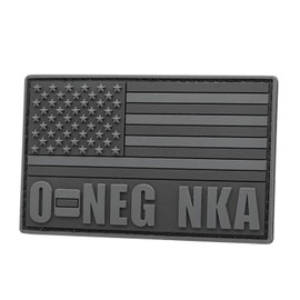 First Aid Patch American Flag Patch O Negative [Blackout Subdued] Compatible with Velcro PVC Patches for Backpacks Plate Carrier Patches Ifak Patch First Aid Kit Patch Blood Type Patch O Neg Patch