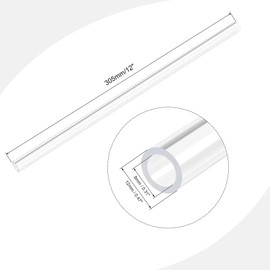 Recogwood 1Pc Acrylic Pipe Clear Rigid Round Tube 8mm ID 12mm OD 305mm for Lamps and Lanterns, Water Cooling System