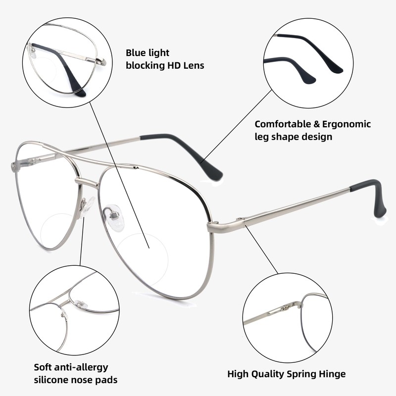 SOPHILY 3 Pack Bifocal Reading Glasses for Women Men, Aviator