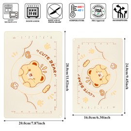 QELEG Non-Stick Silicone Baking Mat, 24'' X 16" Non Slip Pastry Mats Reusable Silicone Rolling Out Dough Mat with Measuremen and Edge Heightening Beige