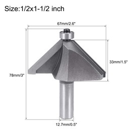 uxcell Chamfer Router Bit 1/2 Shank 1-1/2" Dia 45 Degree High Carbon Steel with Bearing for Carpentry Woodworking Cutter Tool