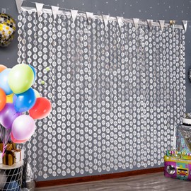 Disco Party Decorations 2 Pack Disco Ball Props, Silver Fringe Curtains Laser Rain Curtain Disco Ball Decoration, for 70s & 80s Last Disco Bachelorette for Party, Prom and Decorations