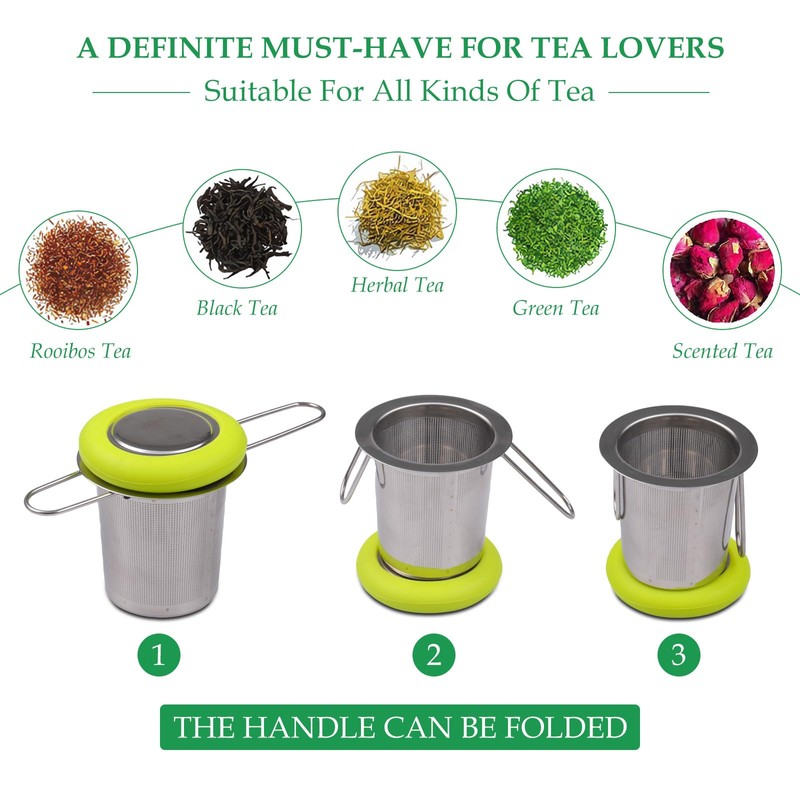 Fenshine Tea Infuser Stainless Steel Tea Strainer Folding Handle Tea