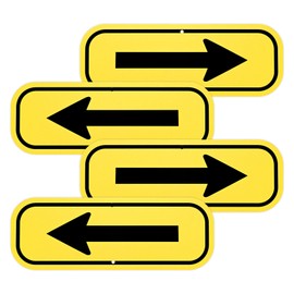 M METERXITY 4-Pack Black Arrow Signs, 9.84 x 3.54 Aluminum Reflective One-way Arrow Sign for Outdoor Lawn Garden Ground Decorations, Street Sign [Yellow/Black]