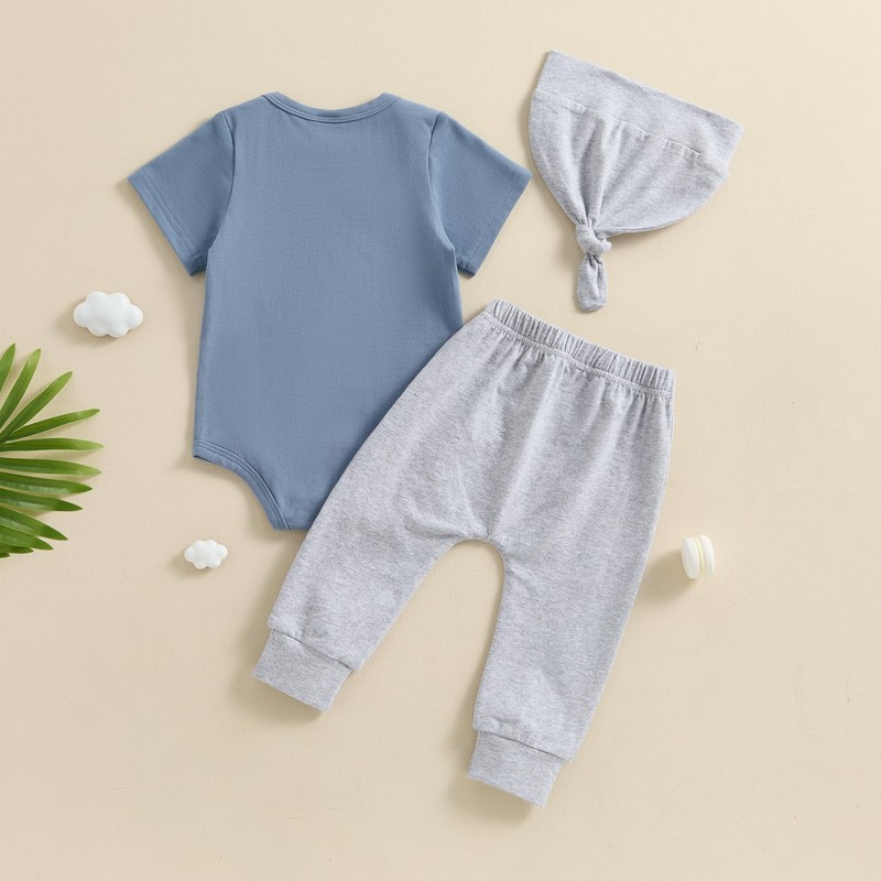 Baby Boy Clothes Little Brother Letter Short Sleeve Romper Top&Pants