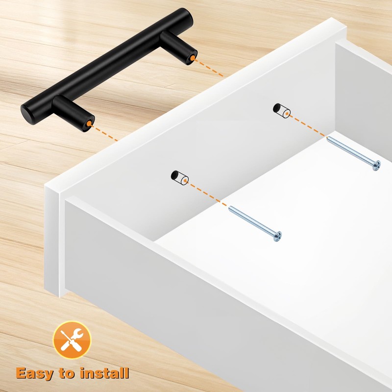 Probrico 10 Pack 2.5" Hole Center Kitchen Cabinet Handles, Euro